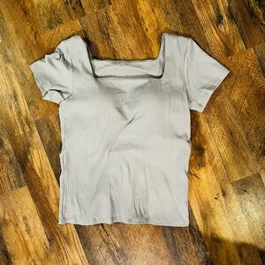 Athletic top with built-in bra. Size large. pale blue/green. Unbranded.